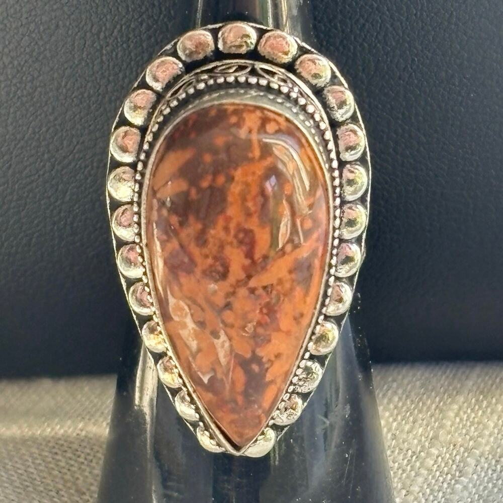 925 Coffee Bean Jasper Ring Sterling Size 7